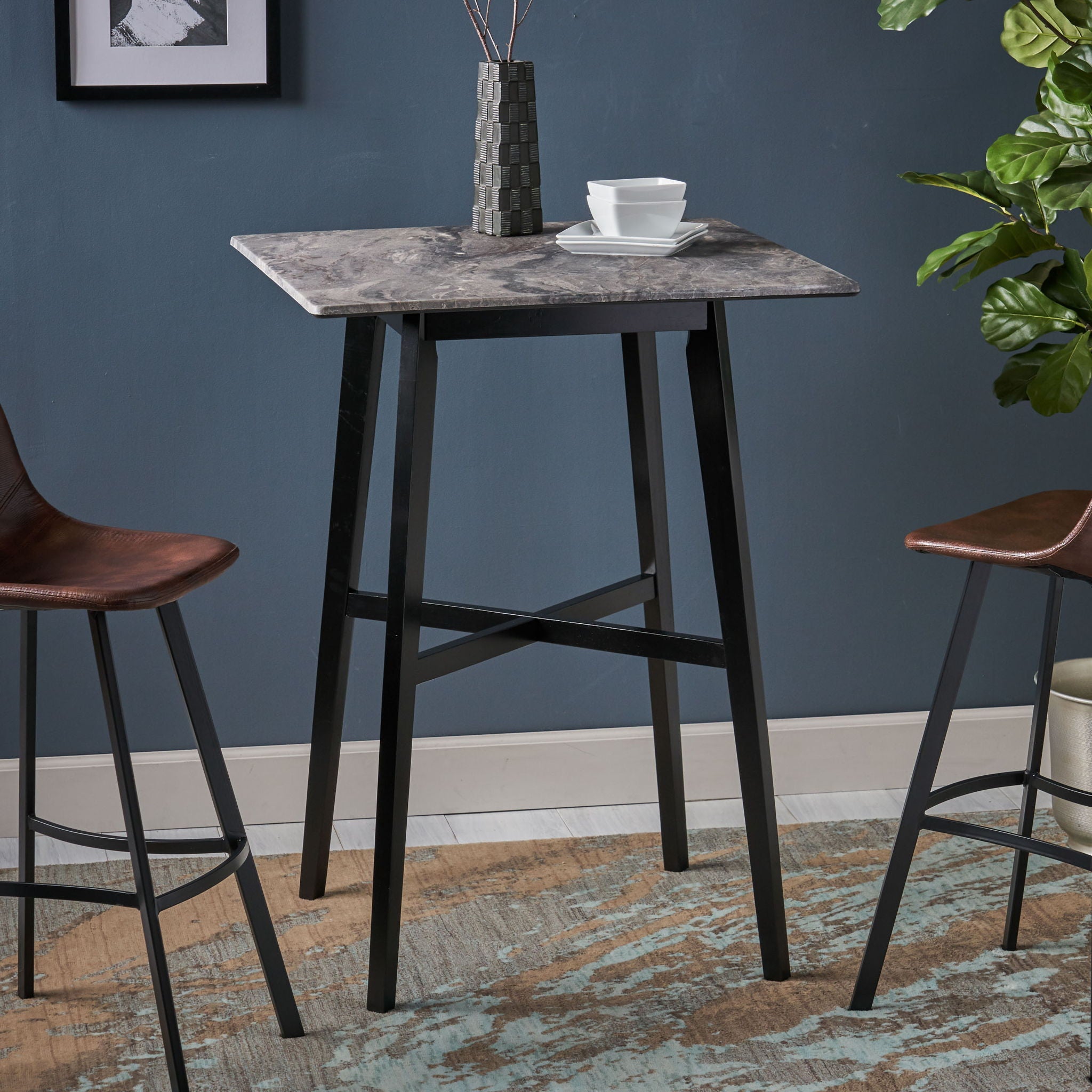Modern Bar Height Dining Table, Rubberwood Legs and Laminate Table Top by HouseOfZazla