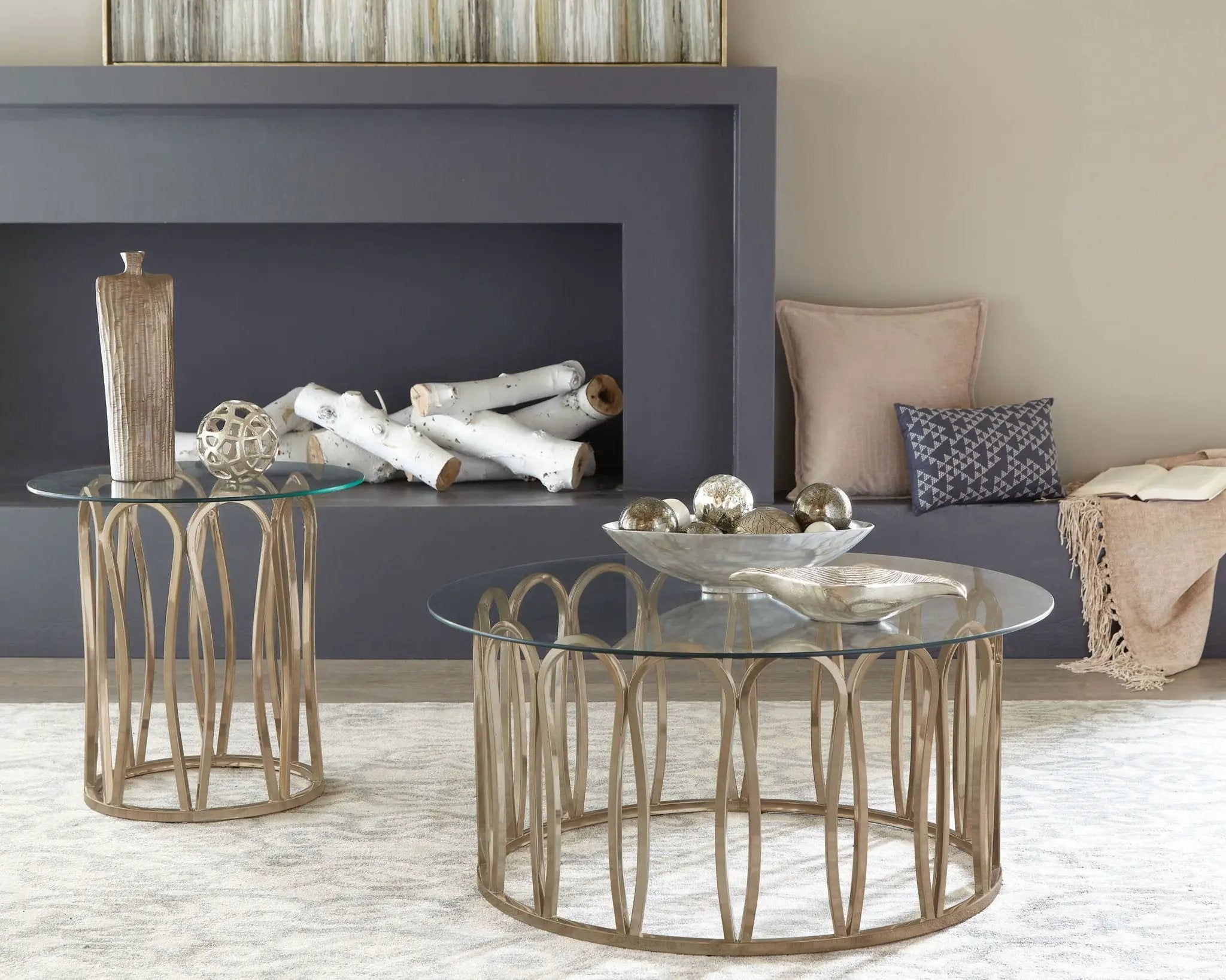 Monett Round Glass Top Coffee Table Chocolate Chrome by Unique Piece Furniture