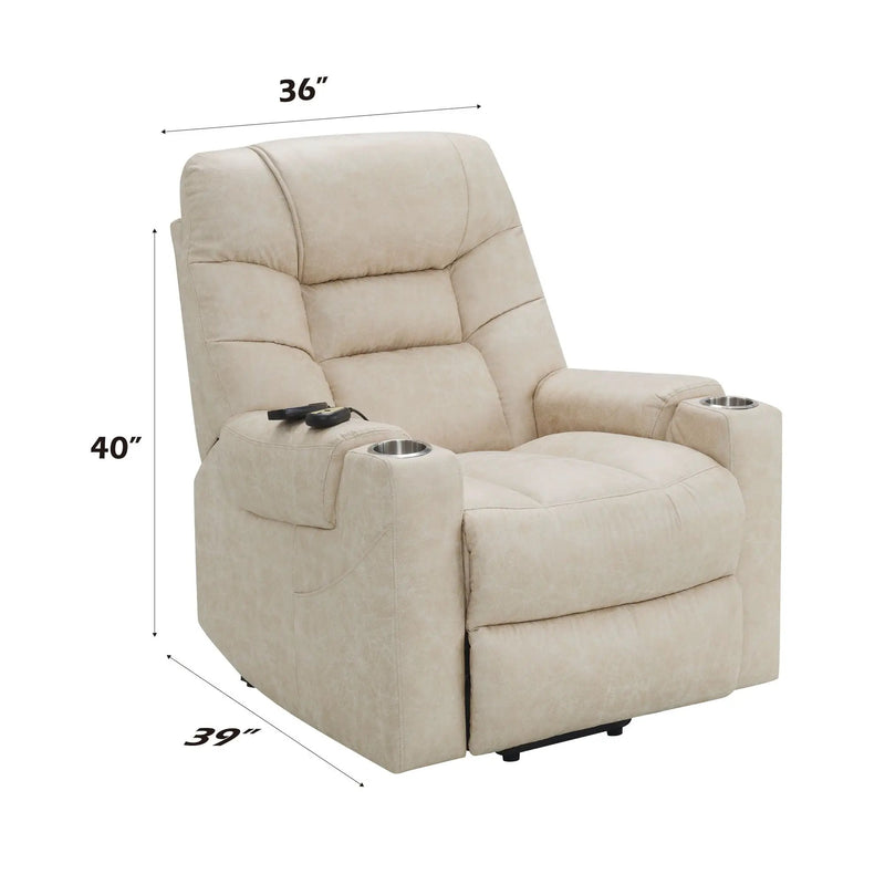 Nairi Leather Aire Power Motion Recliner with Lift Heating Massage - Ivory by HouseOfZazla