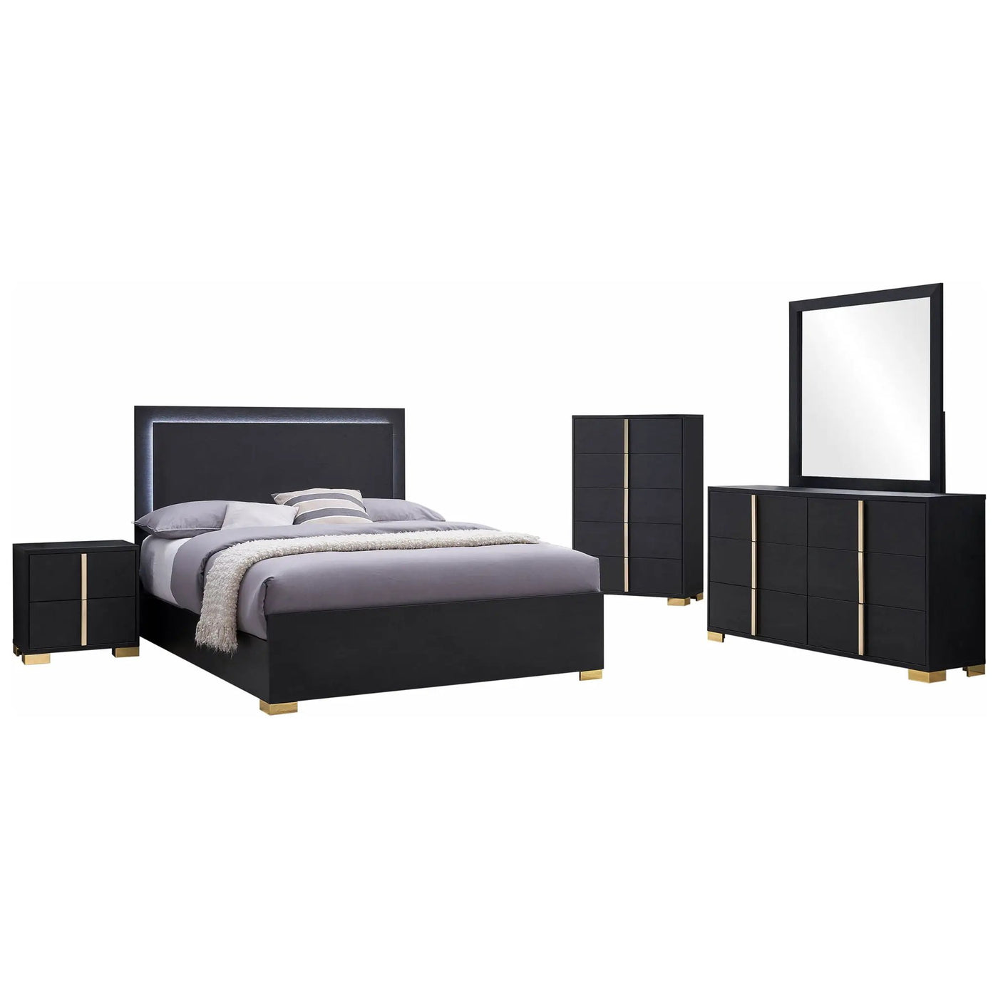 Jeremiah - Bedroom Set With LED Headboard by HouseOfZazla