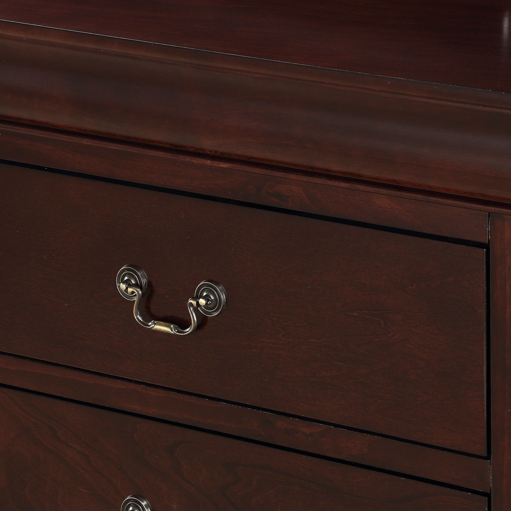 Contemporary Louis Philip Cherry Chest With Five Drawers Solid Wood Ample Storage - Cherry by Unique Piece Furniture