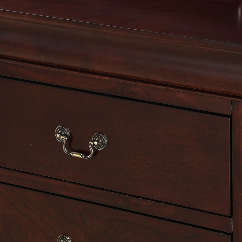 Contemporary Louis Philip Cherry Chest With Five Drawers Solid Wood Ample Storage - Cherry by Unique Piece Furniture