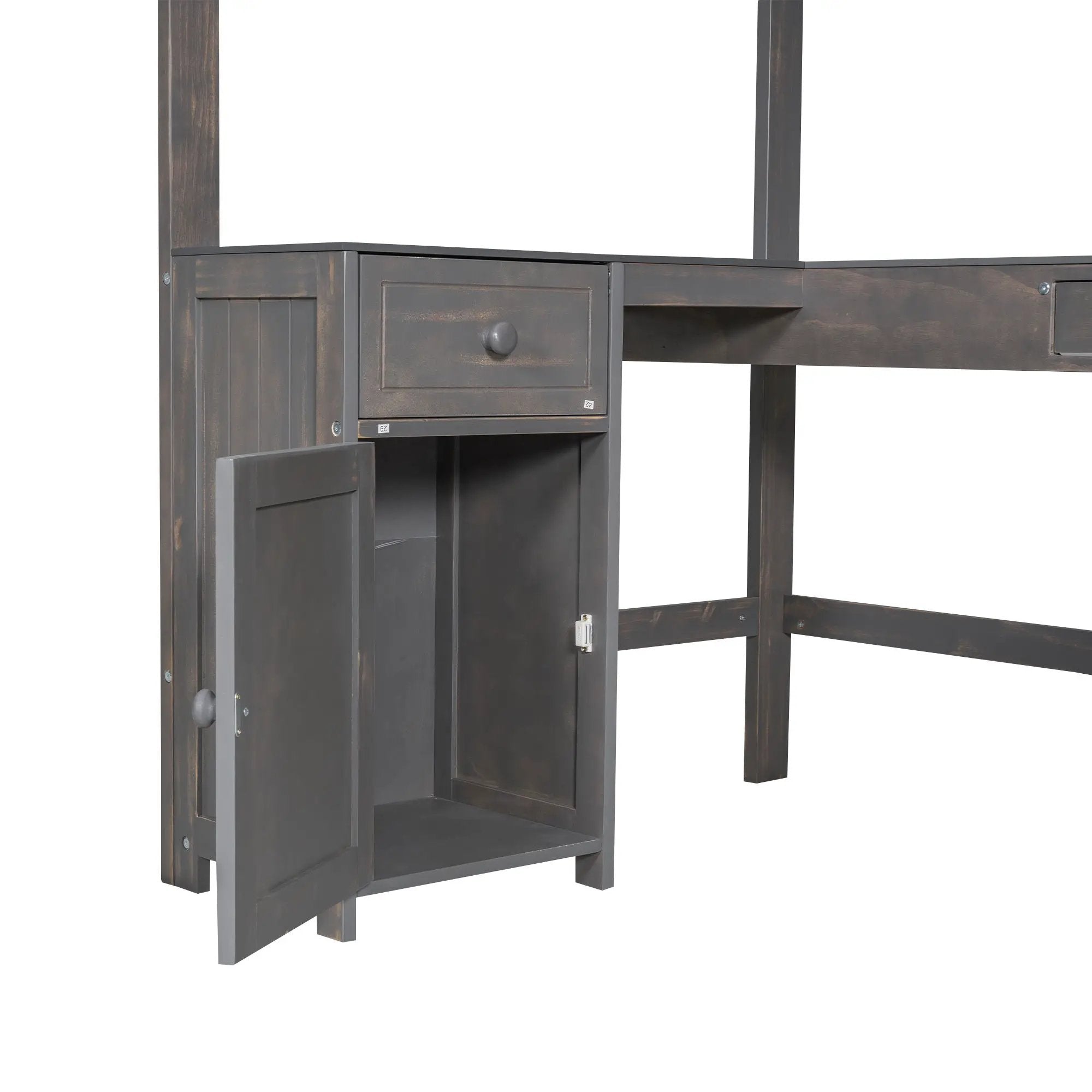 Loft Bed With U-Shaped Desk, Drawers, And Storage Shelves