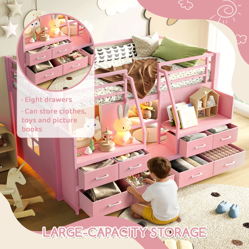 Twin Low Loft Bed with Multi-Storage Spaces by HouseOfZazla