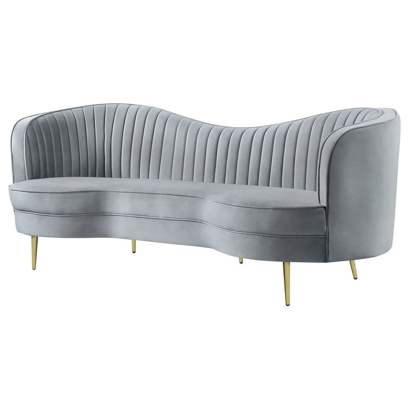Reigha - Upholstered Sofa Lounge Furniture With Channel Tufted Backrest - Gray by HouseOfZazla