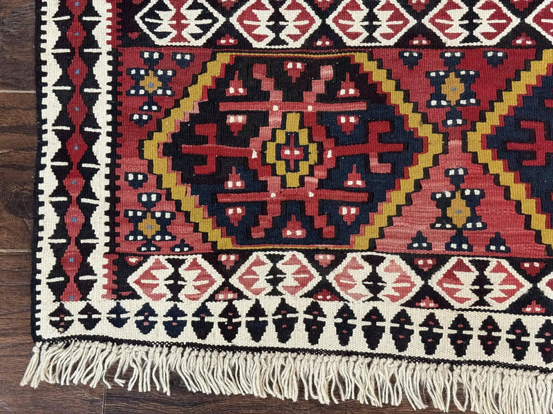 Caucasian Kilim Rug 5x7, Vintage Russian Flatweave Kilim Carpet, Tribal Bohemian Kilim Rug by Jewel Rugs