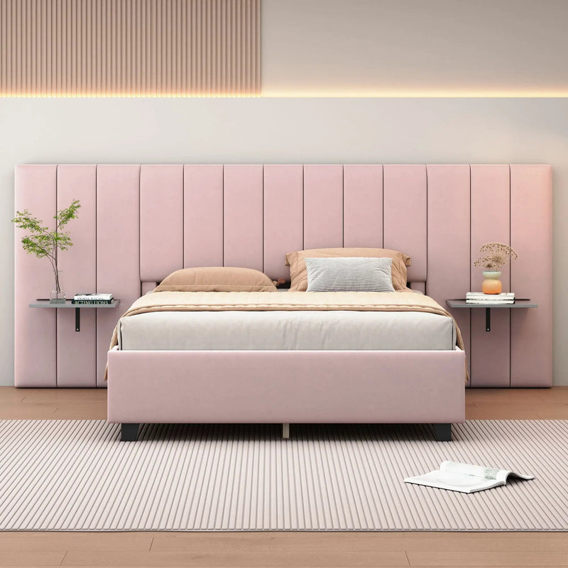 Upholstered Platform Bed With Big Headboard by Unique Piece Furniture