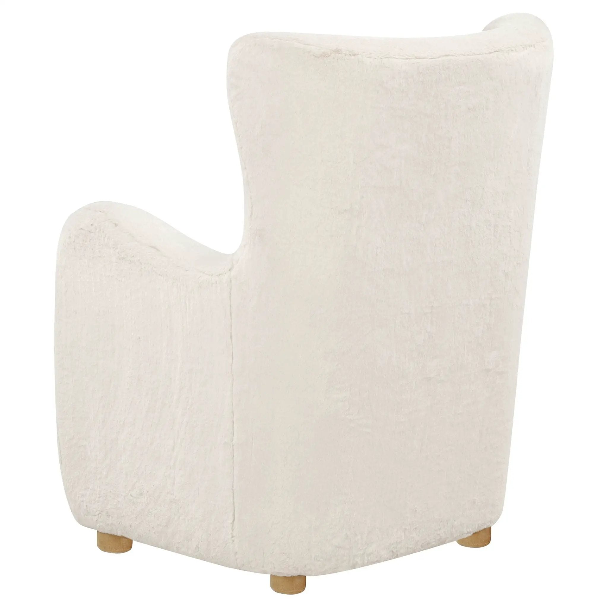 Thornton Faux Fur Upholstered Wingback Lounge Accent Chair Ivory by Unique Piece Furniture
