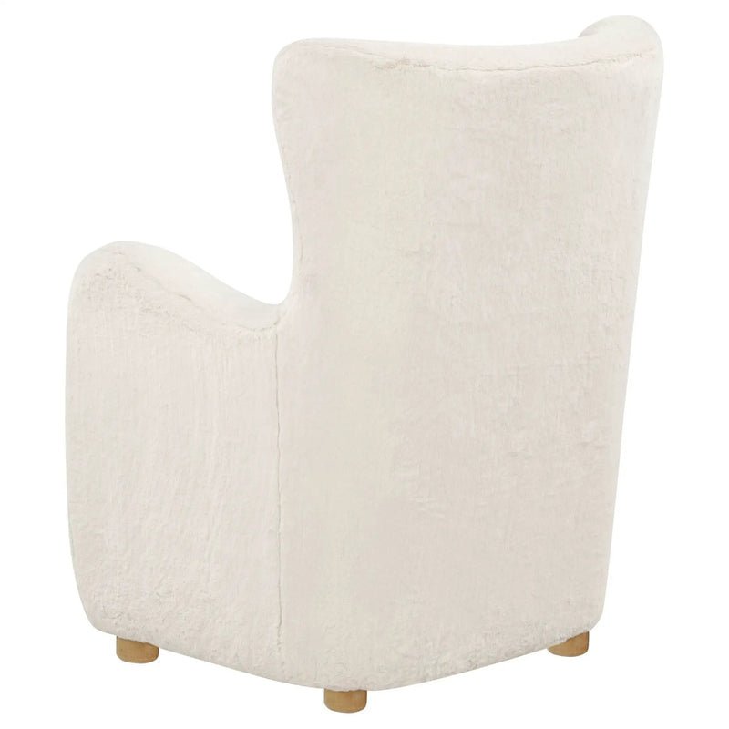 Thornton Faux Fur Upholstered Wingback Lounge Accent Chair Ivory by Unique Piece Furniture