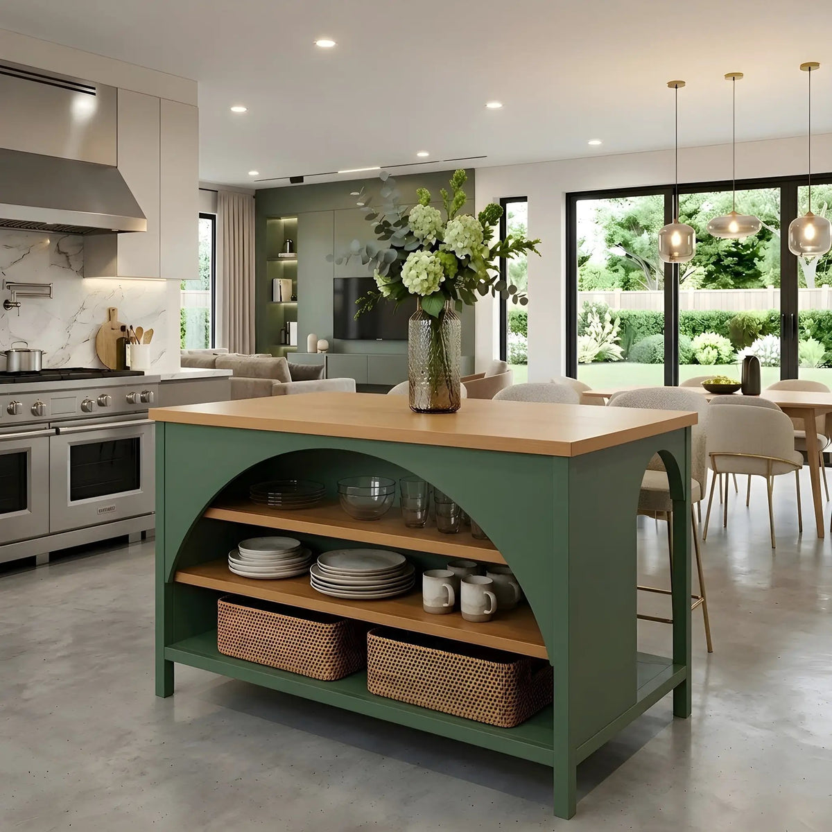 56" Farmhouse Kitchen Island with Open Storage by HouseOfZazla