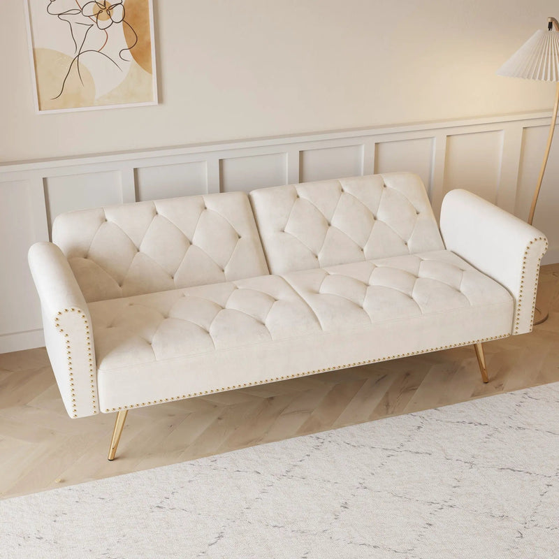 Luxurious Sofa Bed With Nail Head Trim And Matching Pillow by Unique Piece Furniture