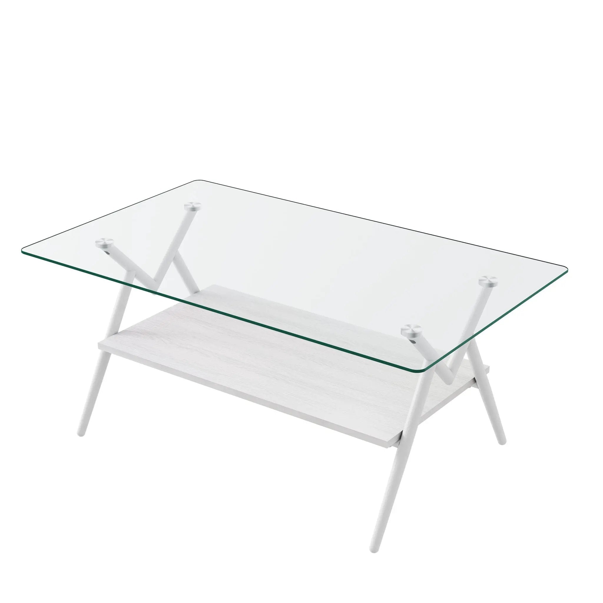 Rectangle Coffee Table With Tempered Glass Top And Shelf by Unique Piece Furniture