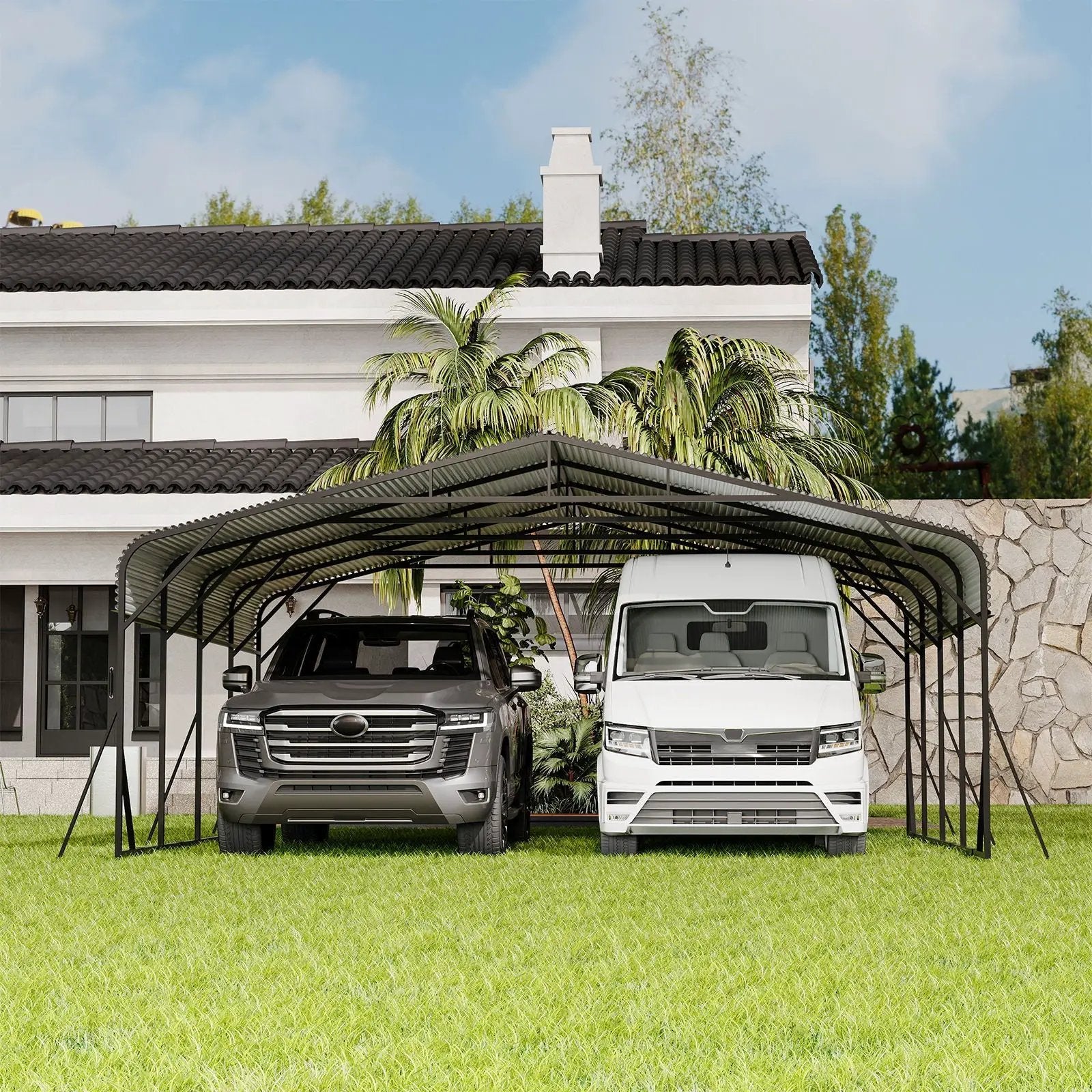 Heavy Duty Carport, All Weather Shelter - Black by HouseOfZazla