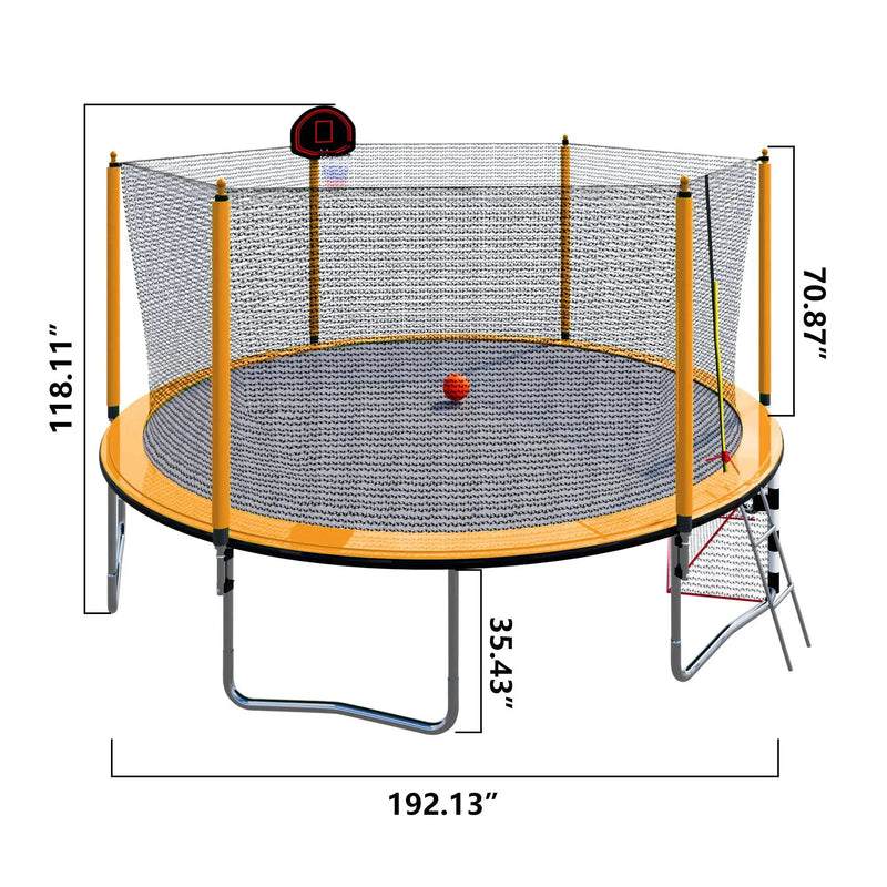 16Ft Trampoline With Basketball Hoop Pump And Ladder (Inner Safety Enclosure) With Soccer Goal by HouseOfZazla