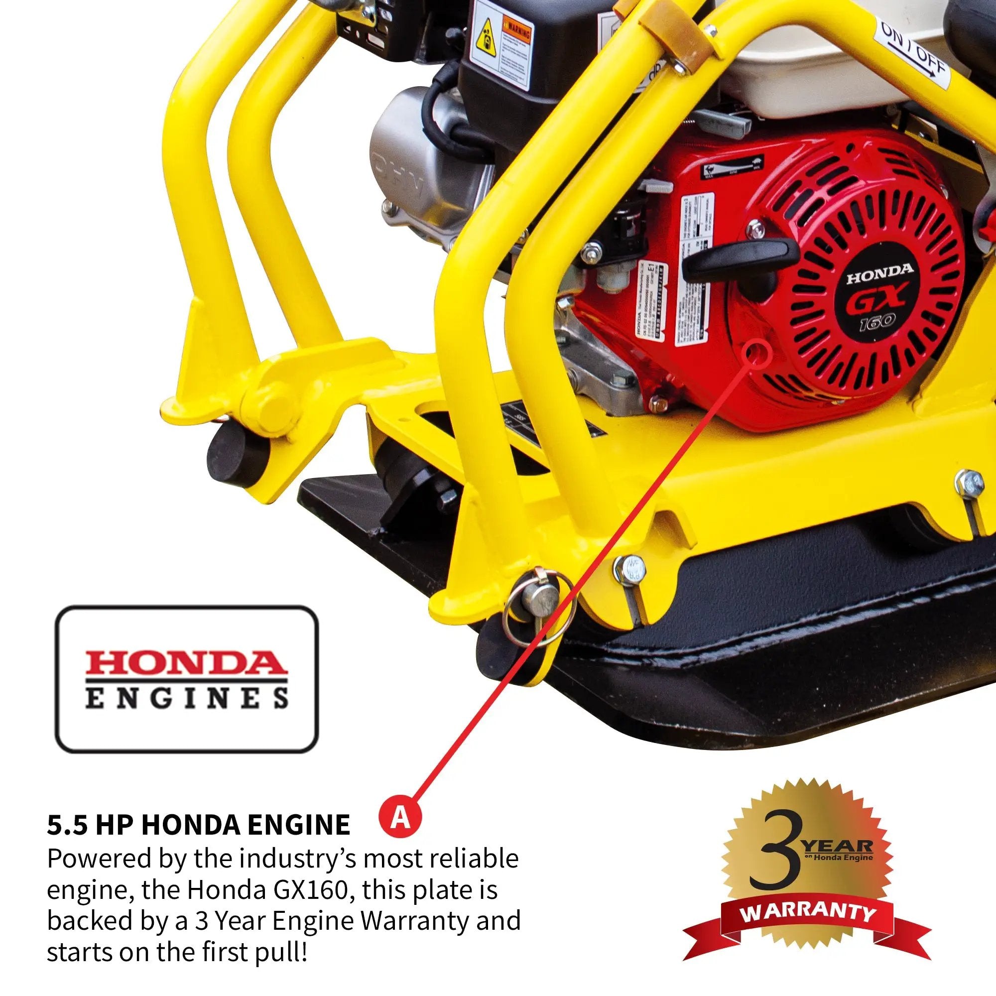 5.5 HP Honda Vibratory Plate Compactor for Asphalt Aggregate Soil Compaction by Tomahawk Power