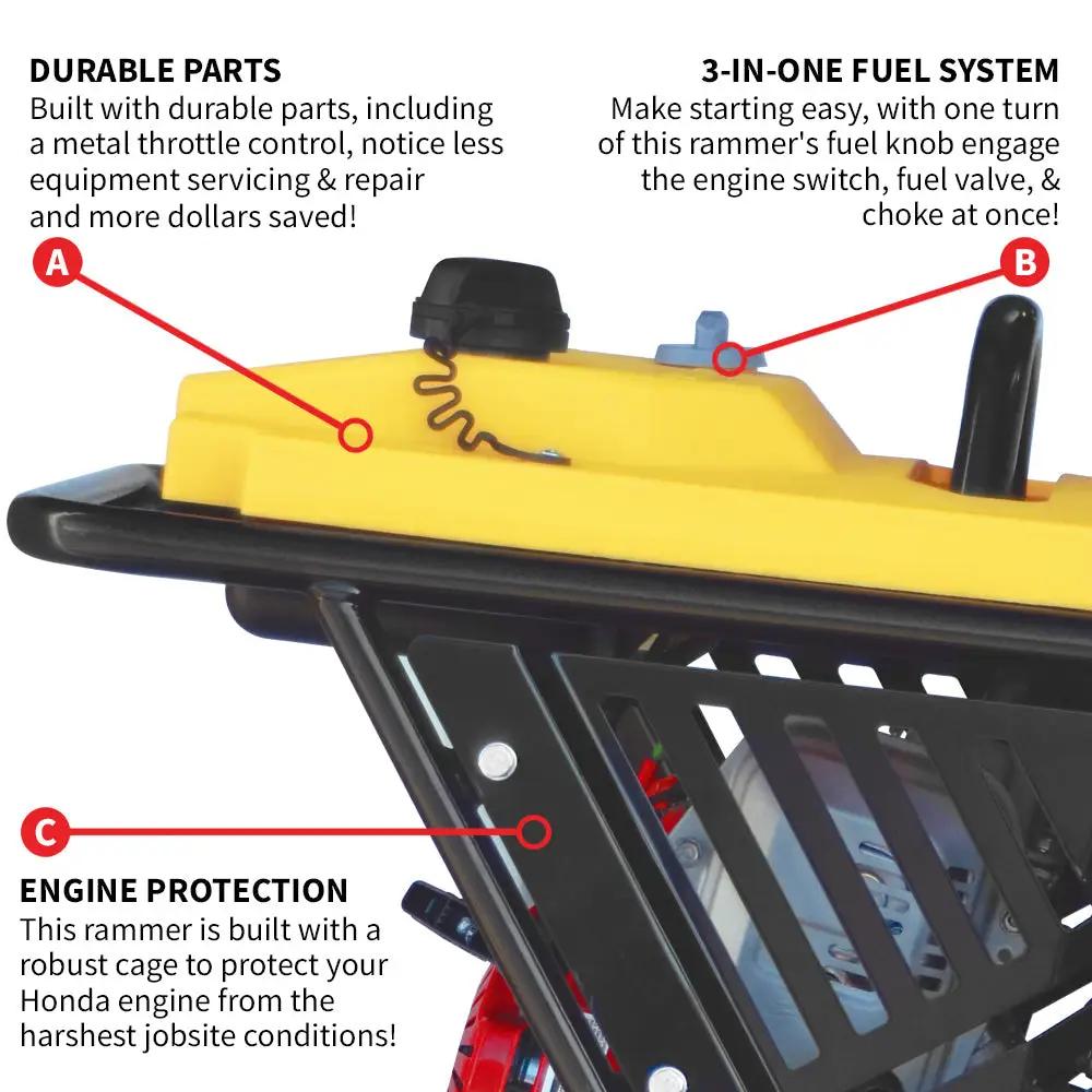 3.6HP Honda Vibratory Rammer Jumping Jack Tamper with Honda GXR120 Engine Impact Force 3,550 lbs/ft by Tomahawk Power