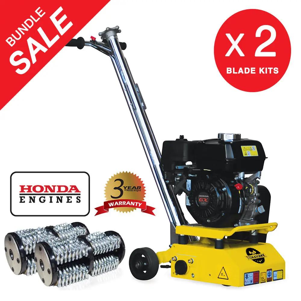 8” Gas Concrete Scarifier Planer Grinder with 5.5 HP Honda Engine Blade Bundle by Tomahawk Power