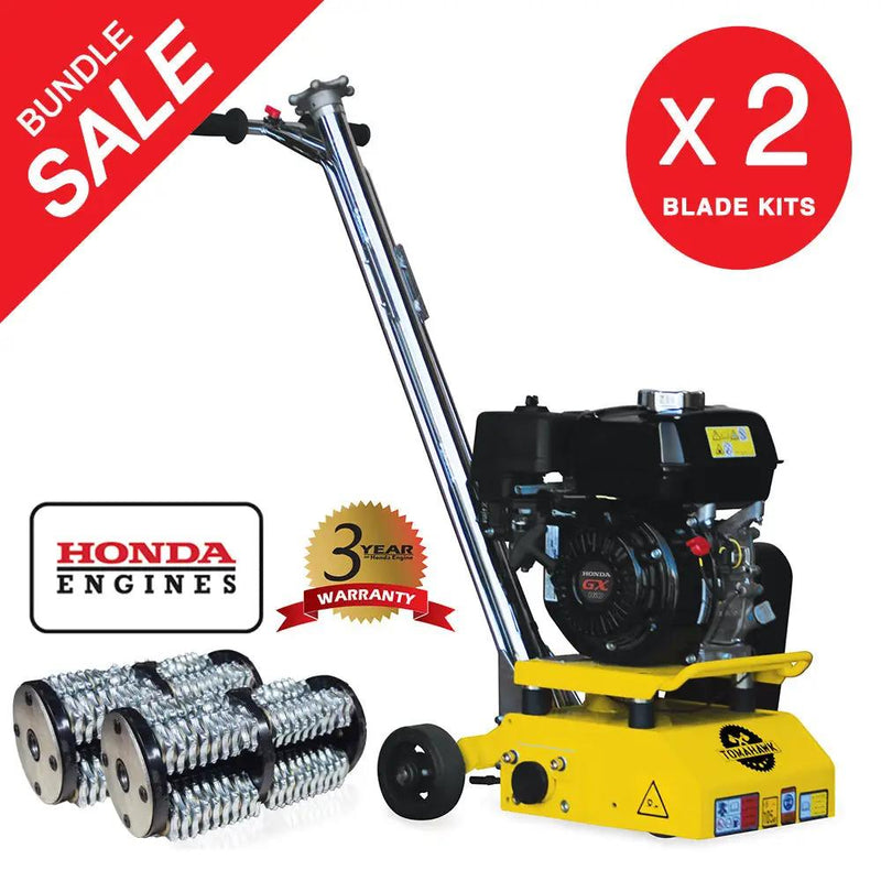8” Gas Concrete Scarifier Planer Grinder with 5.5 HP Honda Engine Blade Bundle by Tomahawk Power