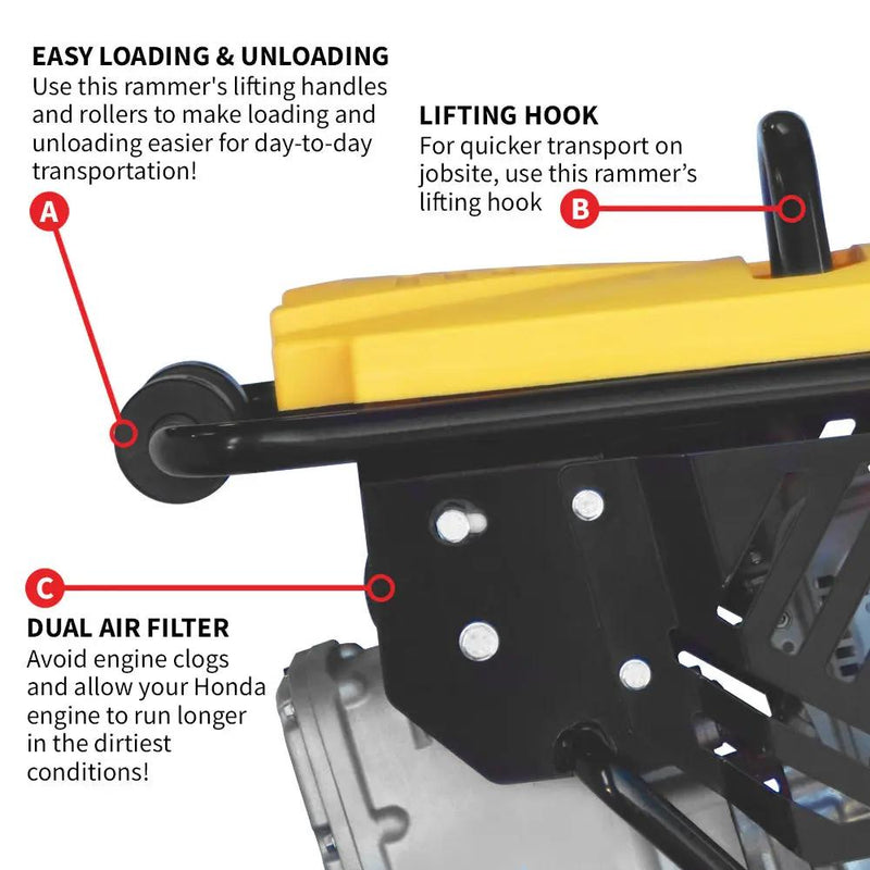 3.6HP Honda Vibratory Rammer Jumping Jack Tamper with Honda GXR120 Engine Impact Force 3,550 lbs/ft by Tomahawk Power