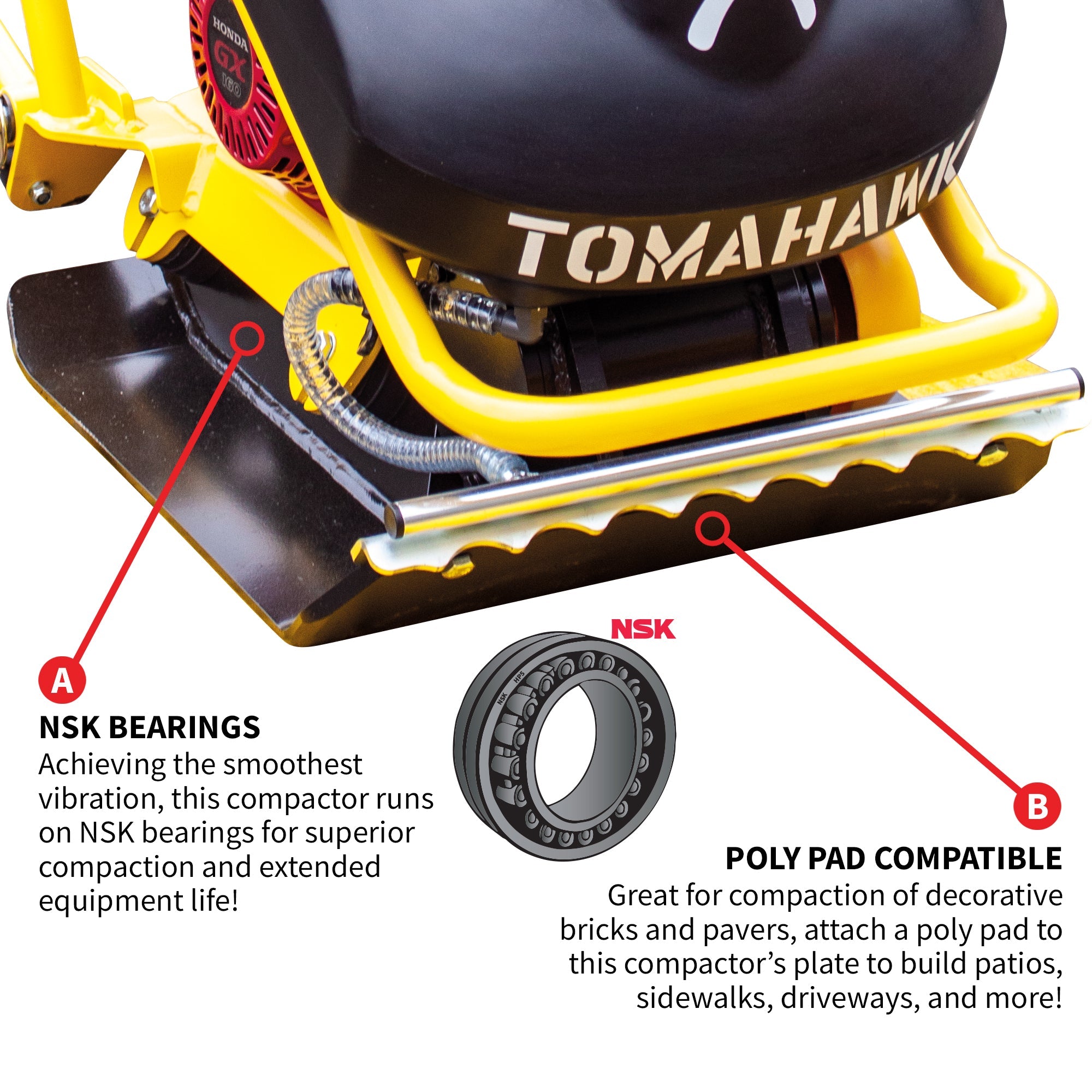 5.5 HP Honda Vibratory Plate Compactor for Asphalt Aggregate Soil Compaction by Tomahawk Power
