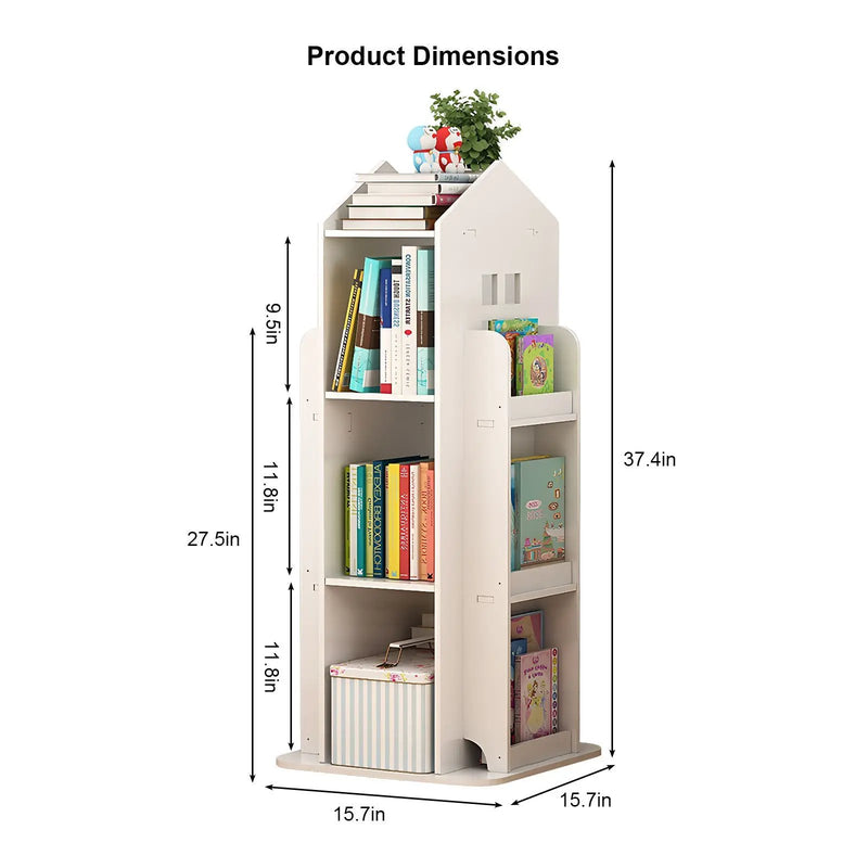 4-Tier Rotating Bookshelf for Bedroom and Living Room by HouseOfZazla