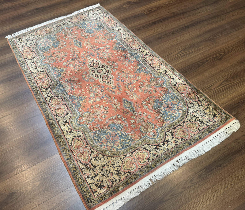 Indian Kashmiri Silk Rug 3x5, Fine 260 KPSI, Hand Knotted by Jewel Rugs