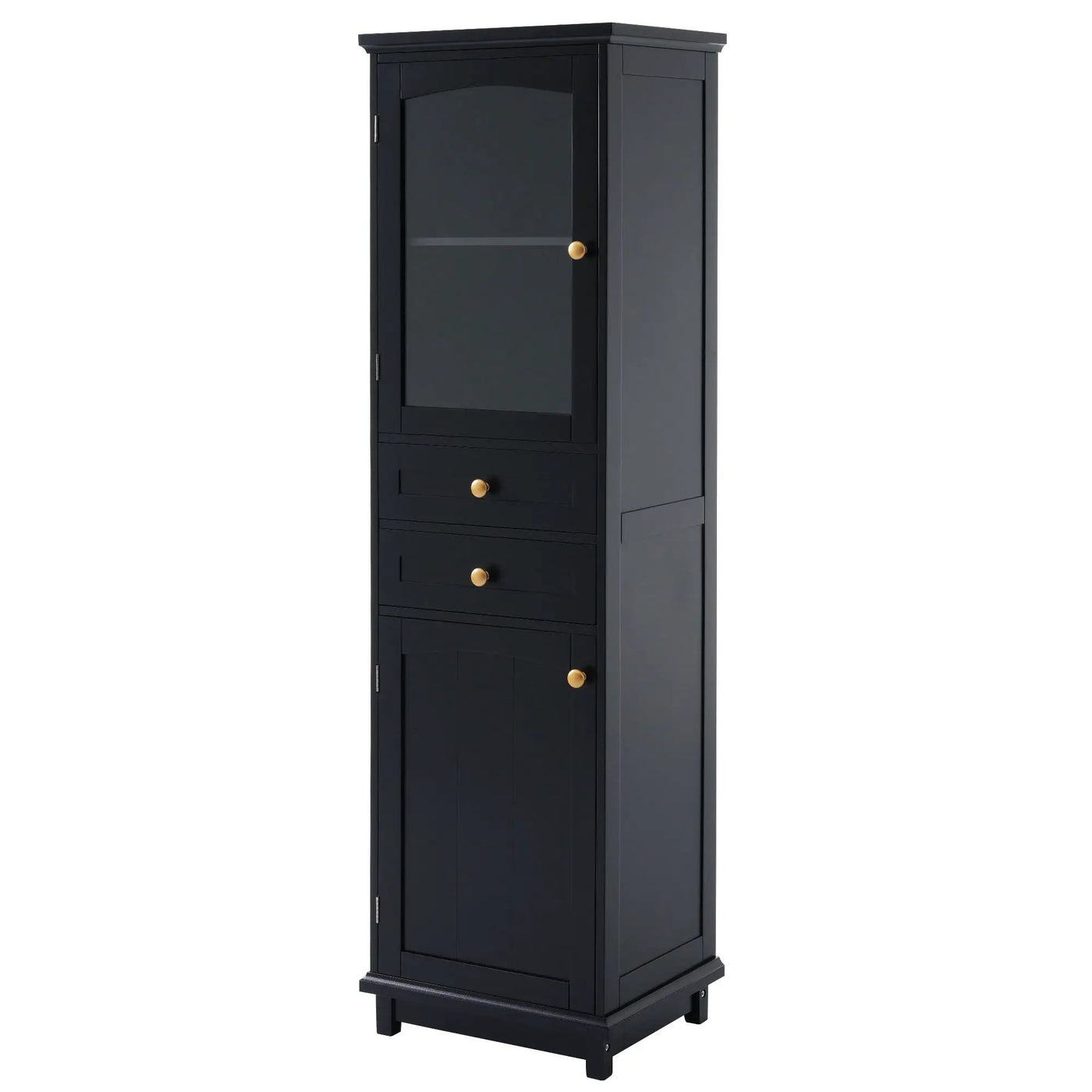 Tall Bathroom Storage Cabinet With Glass Doors, Free-Standing, Two Drawers, And Adjustable Shelves, Board, Painted Perfect For Displaying Your Favorite Items by HouseOfZazla