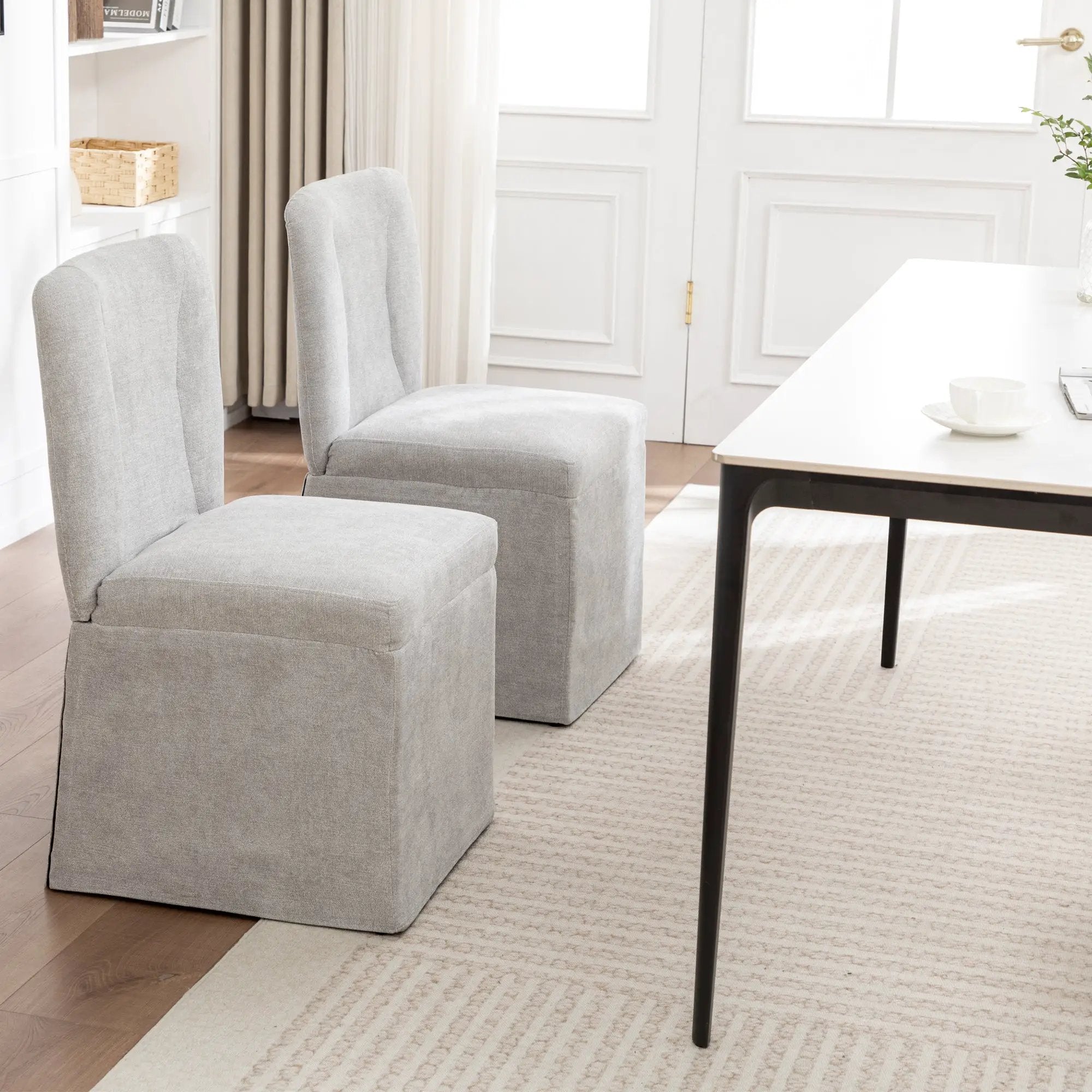 Linen Dining Chairs - Modern Fabric Side Chairs for Dining Room by HouseOfZazla