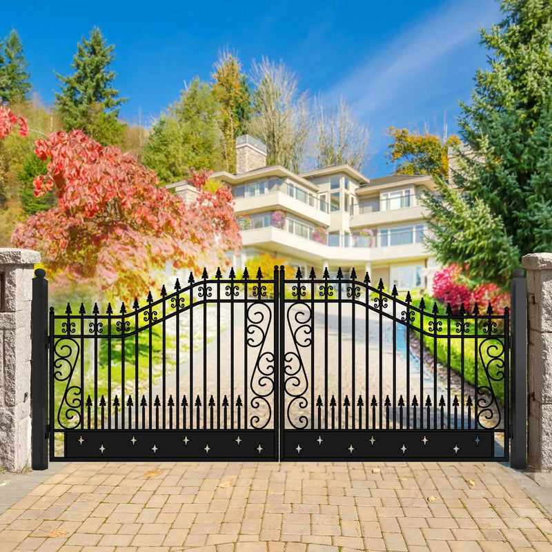 18x8 ft Steel Dual Swing Driveway Gate by Chery Industrial