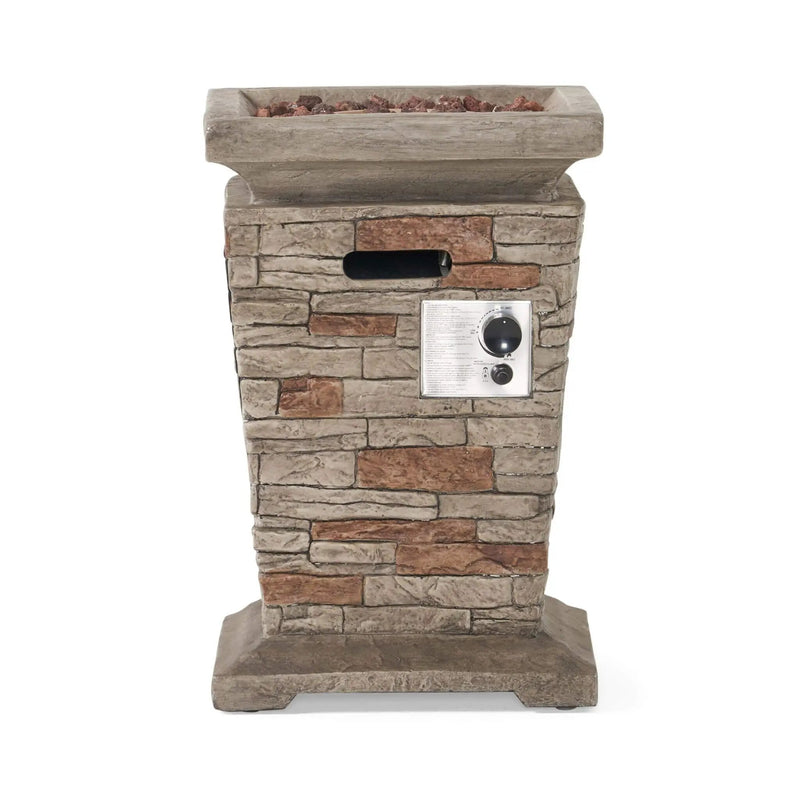 Alora 19-Inch Outdoor 40K BTU Natural Stone Fire Column (SAK36771) by SAKSBY WHOLESALE