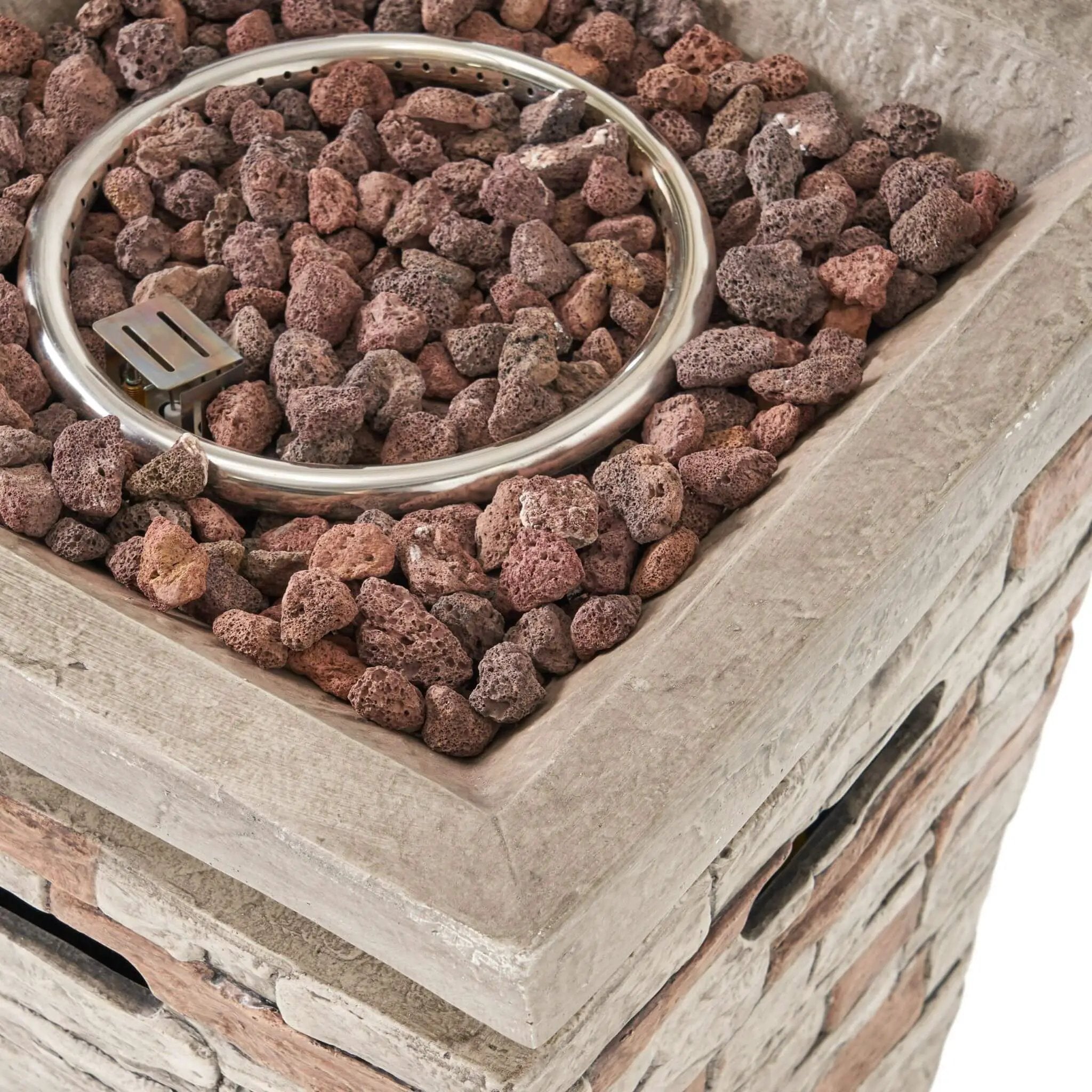 Alora 19-Inch Outdoor 40K BTU Natural Stone Fire Column (SAK36771) by SAKSBY WHOLESALE