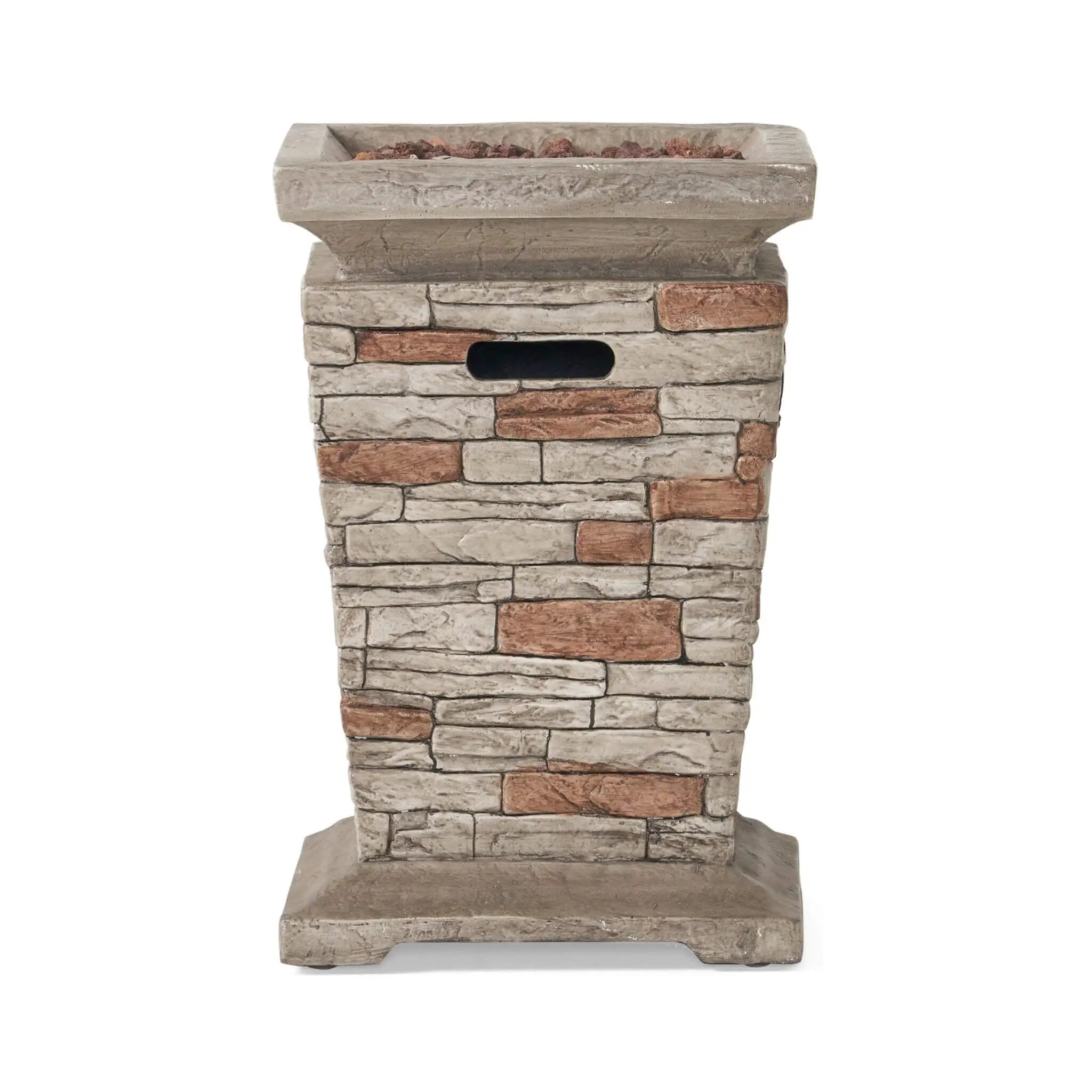 Alora 19-Inch Outdoor 40K BTU Natural Stone Fire Column (SAK36771) by SAKSBY WHOLESALE