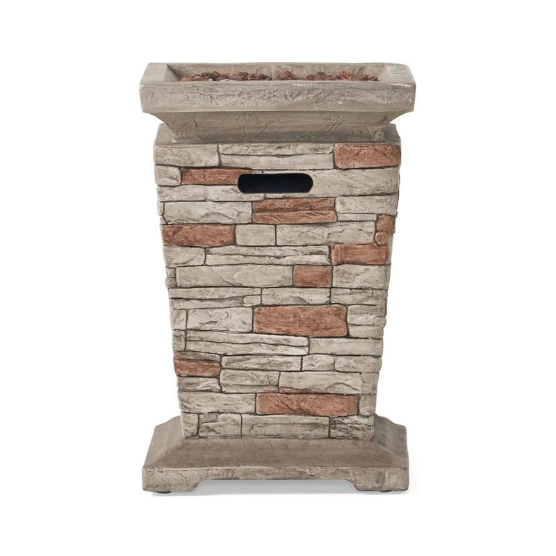 Alora 19-Inch Outdoor 40K BTU Natural Stone Fire Column (SAK36771) by SAKSBY WHOLESALE