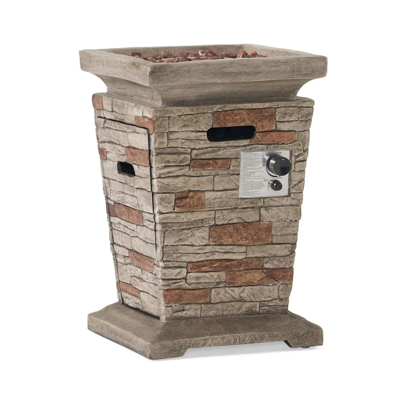 Alora 19-Inch Outdoor 40K BTU Natural Stone Fire Column (SAK36771) by SAKSBY WHOLESALE