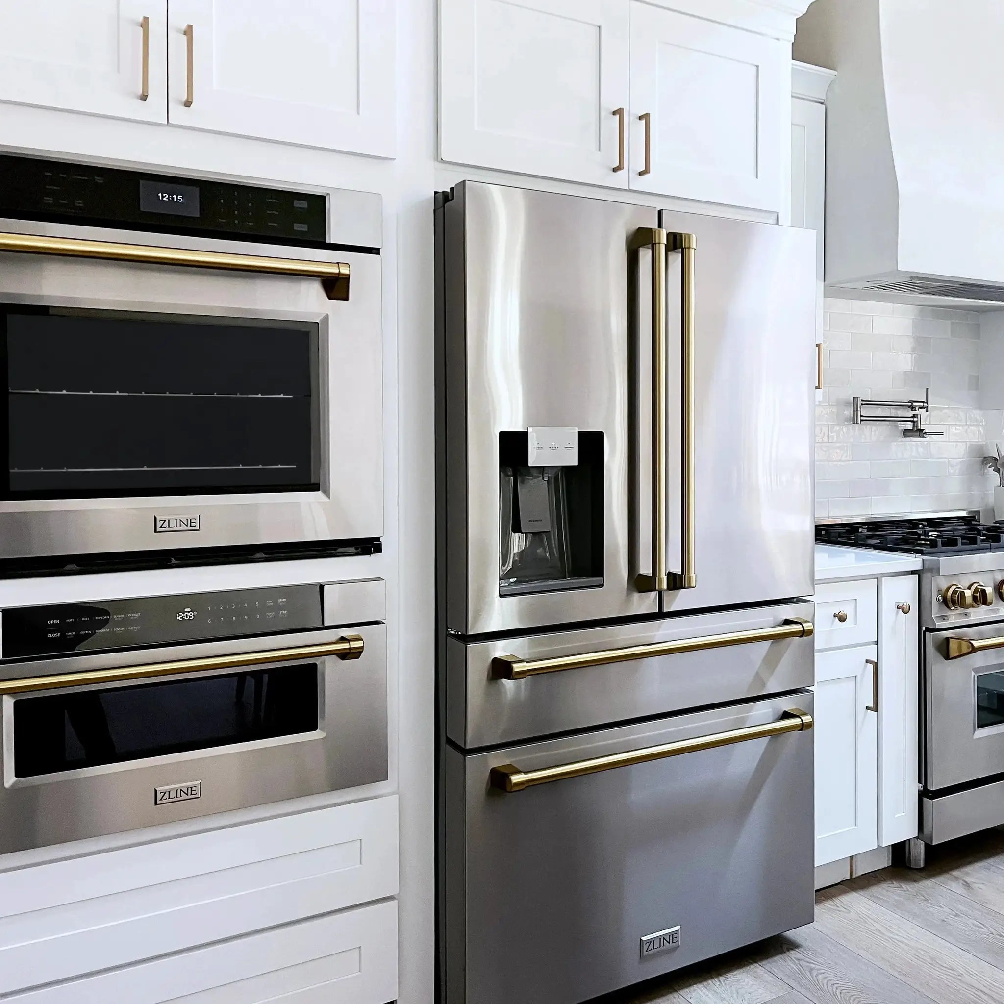 ZLINE 30" Autograph Edition Professional True Convection Single Wall Oven, Air Fry, Self Clean, Stainless Steel, Champagne Bronze WASZ-30-CB by Farmhouse Kitchen and Bath