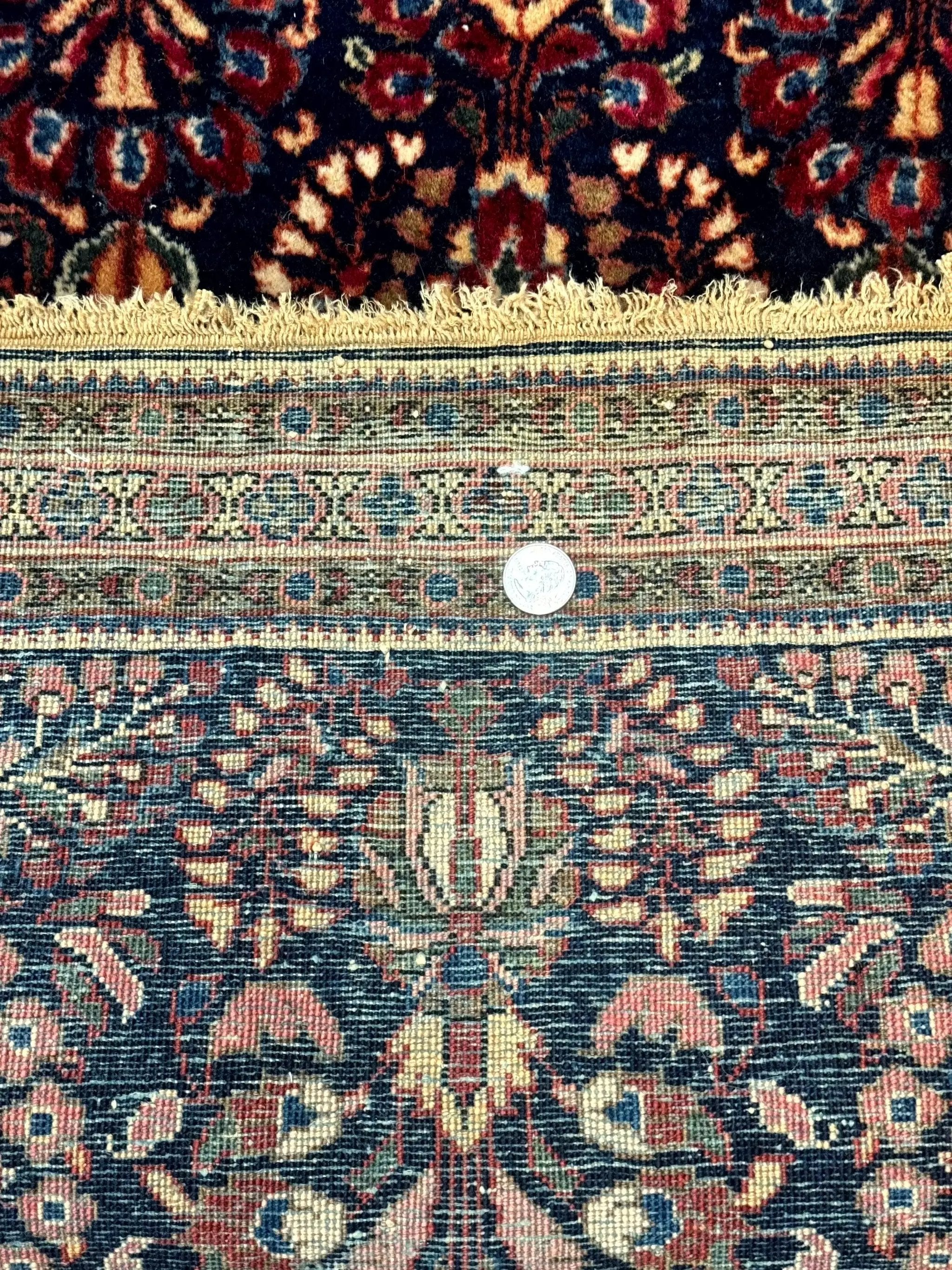 Small Navy Blue Persian Rug 2x4, Sarouk Rug, Rare Colors, Antique 1920s Wool Rug by Jewel Rugs