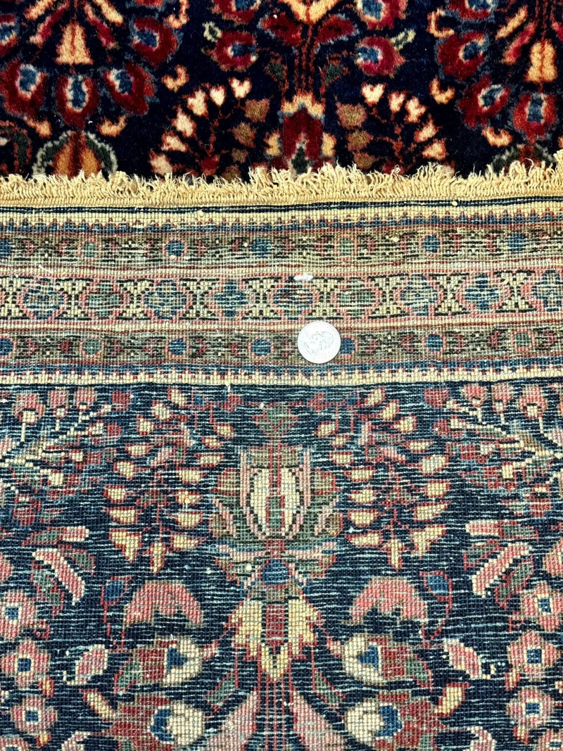 Small Navy Blue Persian Rug 2x4, Sarouk Rug, Rare Colors, Antique 1920s Wool Rug by Jewel Rugs