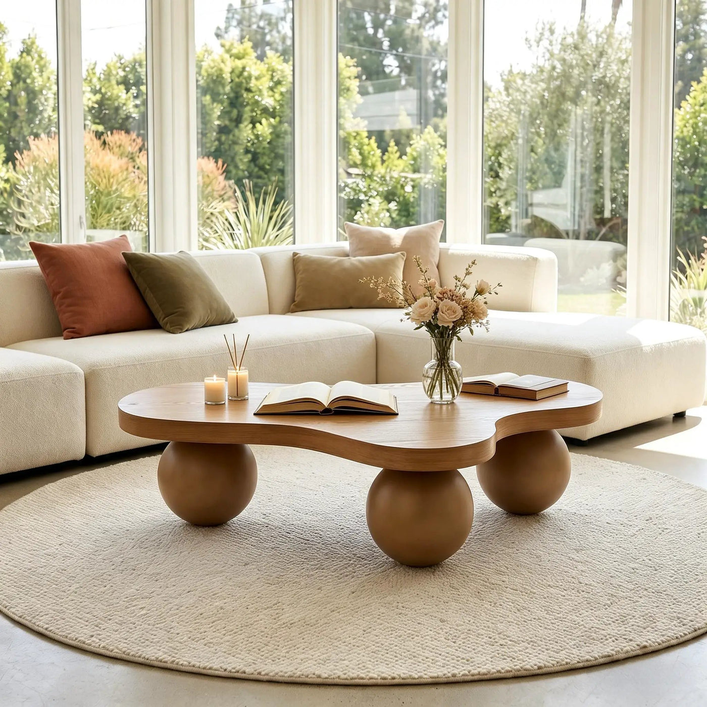 Cloud Shaped Coffee Table With 3 Ball Legs For Living Room by HouseOfZazla