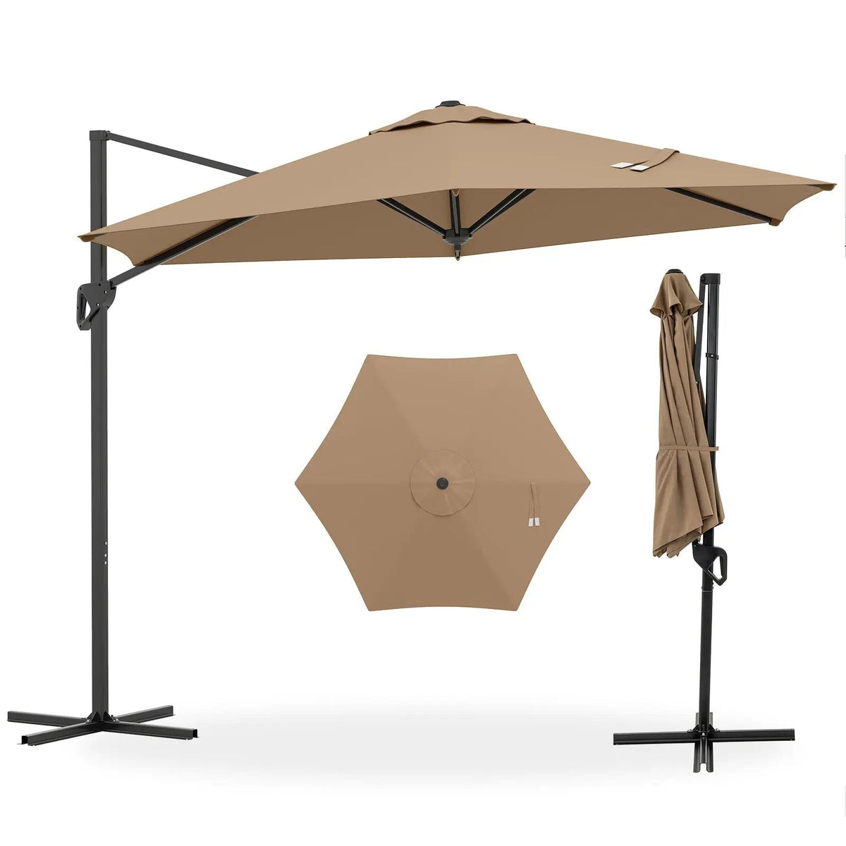 9 FT Cantilever Patio Umbrella with Vented Top and Sun-Protective Canopy, photo 8 of 24