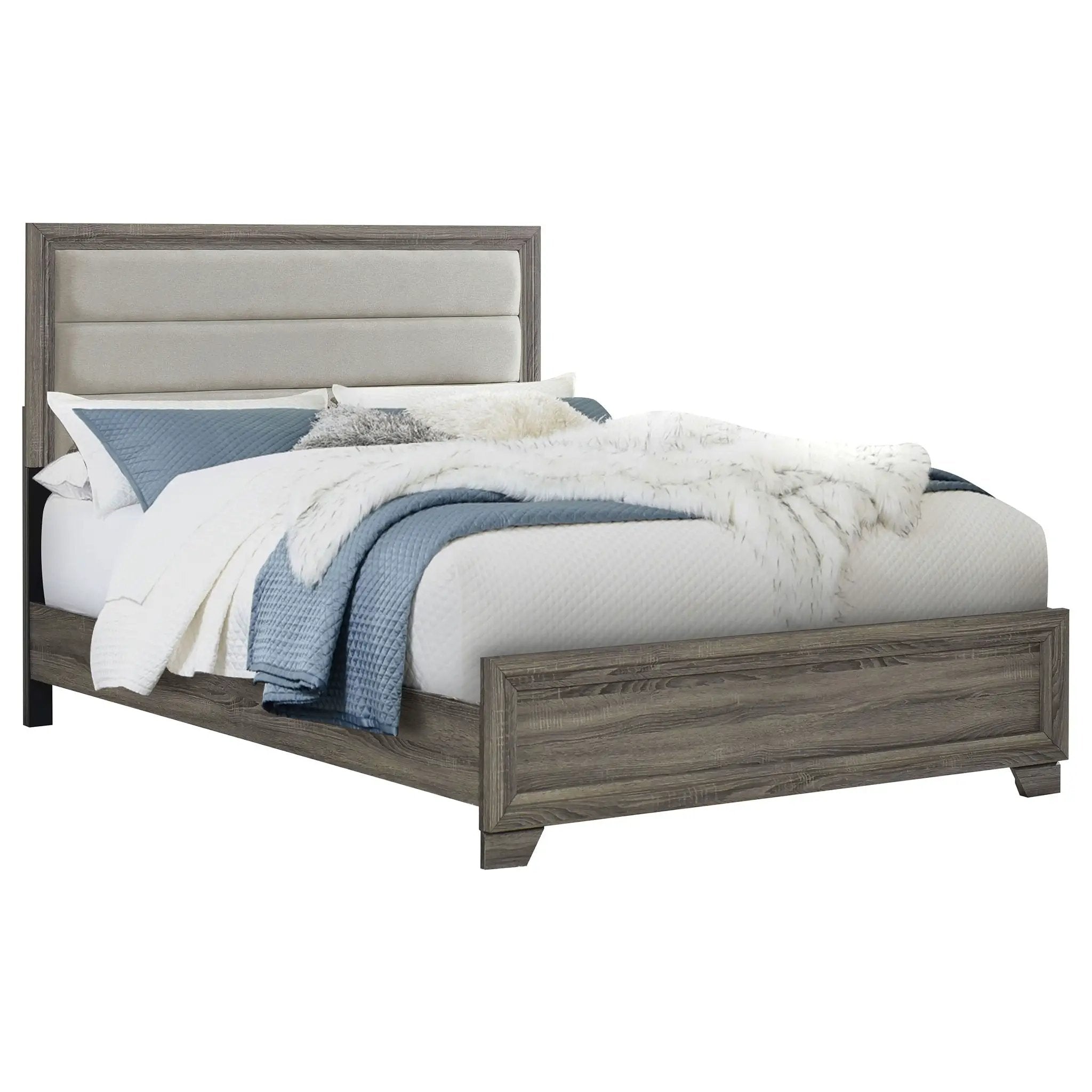 Wright 52-inch Upholstered Queen Bed Brown Oak by Unique Piece Furniture