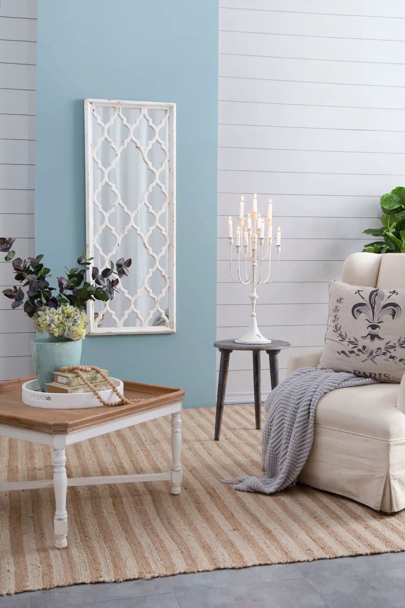 Distressed Floor Mirror, Full Body Mirror For Bathroom Bedroom Living Room - White by Unique Piece Furniture