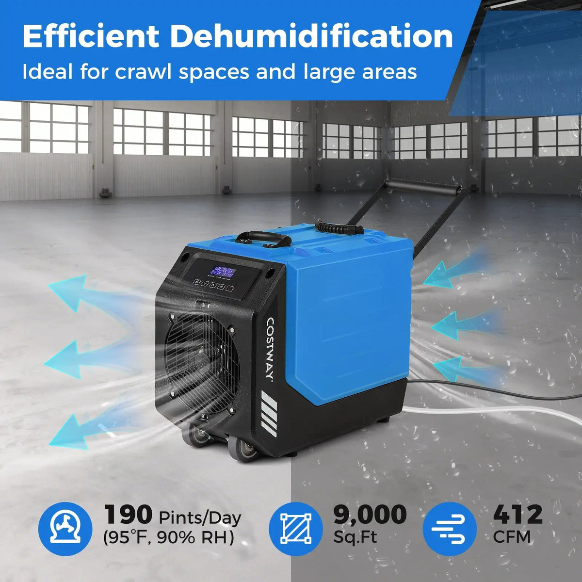 190 PPD Commercial Dehumidifier with Pump and 2 Wheels, photo 5 of 9