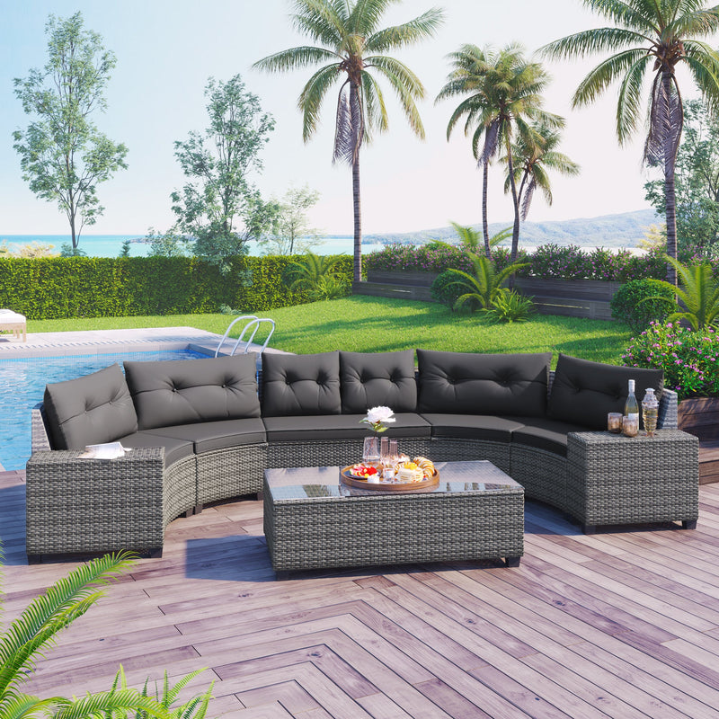 8-Pieces Outdoor Wicker Round Sofa Set by HouseOfZazla