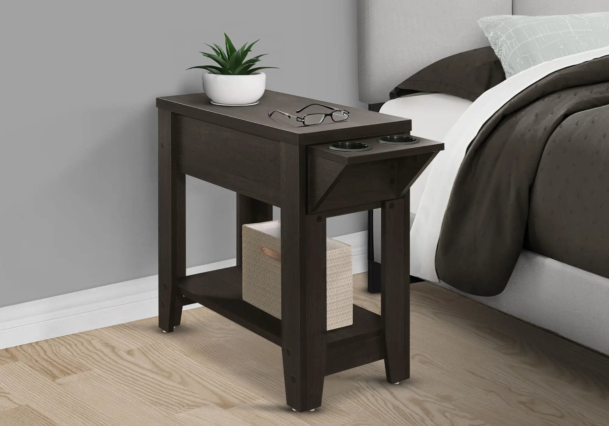 Accent Side Table, Storage, Lamp, Transitional Space-Saving Design by Unique Piece Furniture