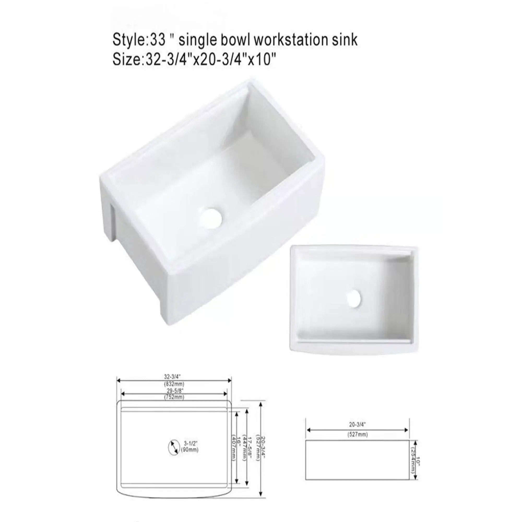 Classic Ceramic Farmhouse Sink Workstation Single Bowl With Durable Finish by HouseOfZazla