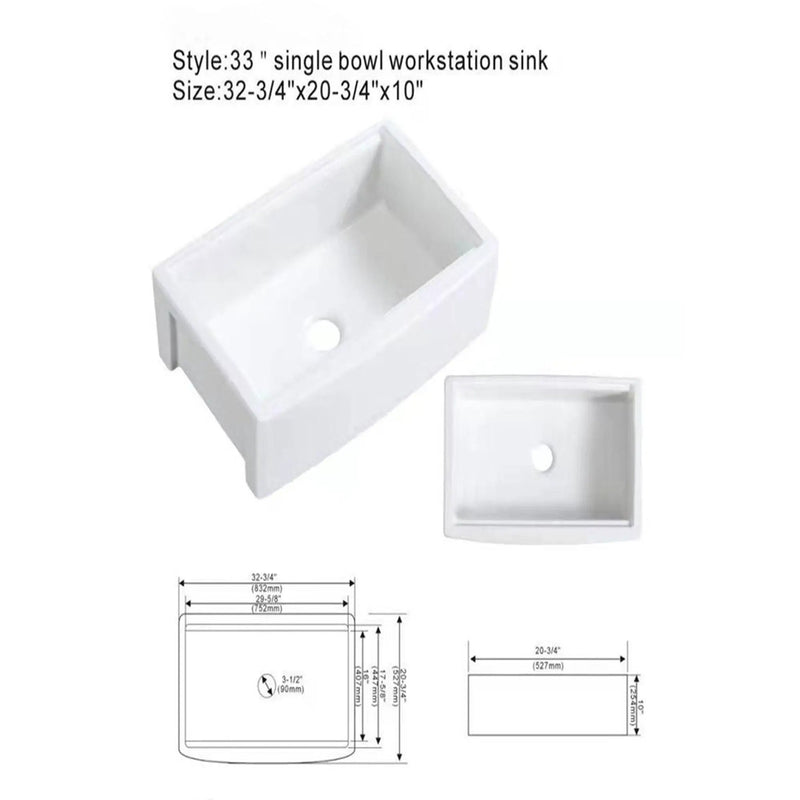 Classic Ceramic Farmhouse Sink Workstation Single Bowl With Durable Finish by HouseOfZazla