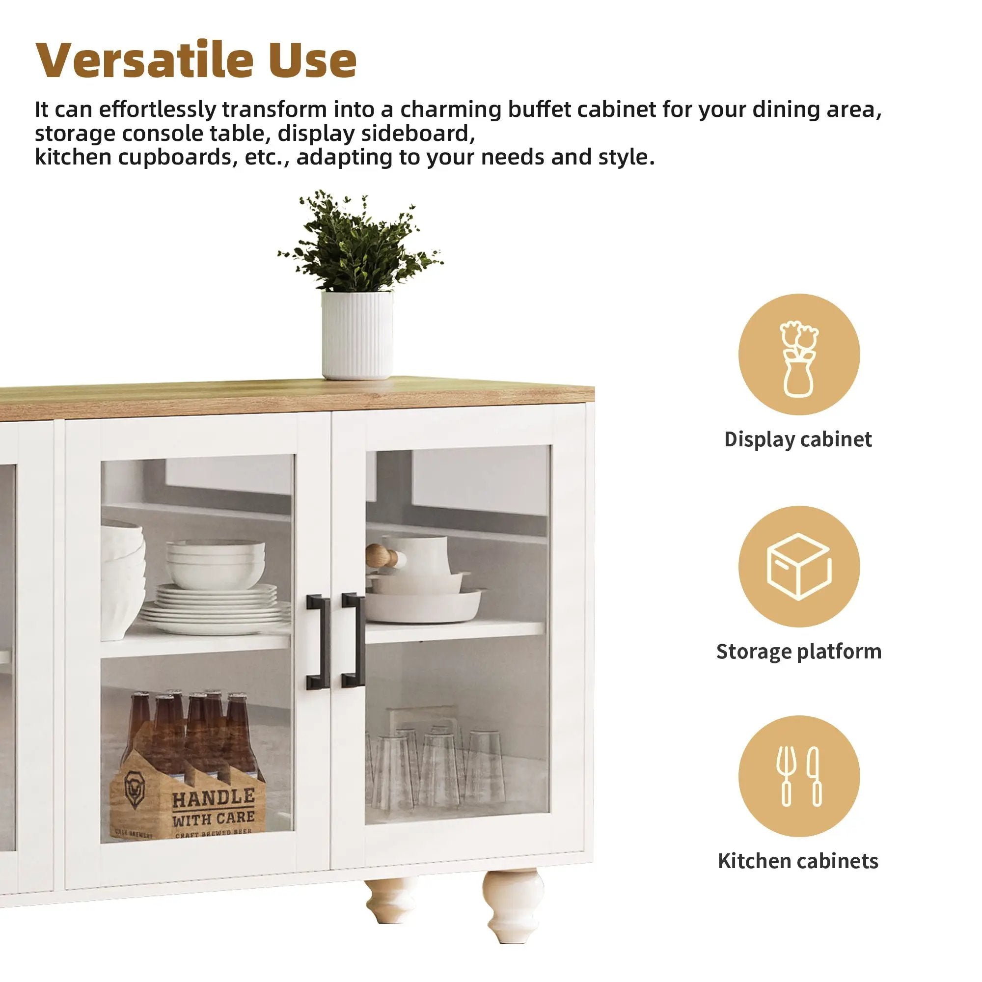 Farmhouse TV Stand With Solid Wood Gourd Shaped Legs For TVs Up To 70" by Unique Piece Furniture
