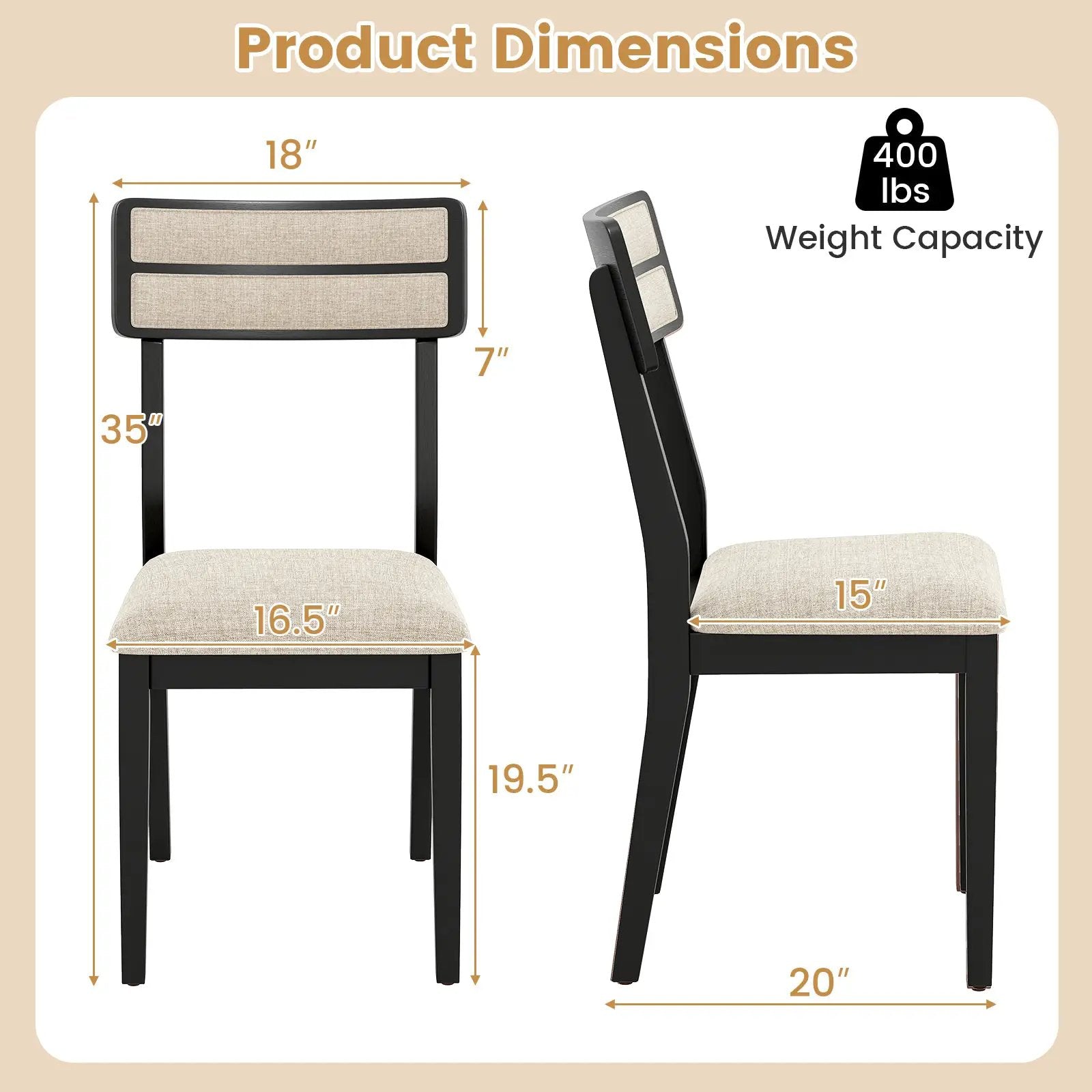 Modern Dining Chairs Set of 4 with Tilt Backrest for Dining Room-Black by DirectDeals