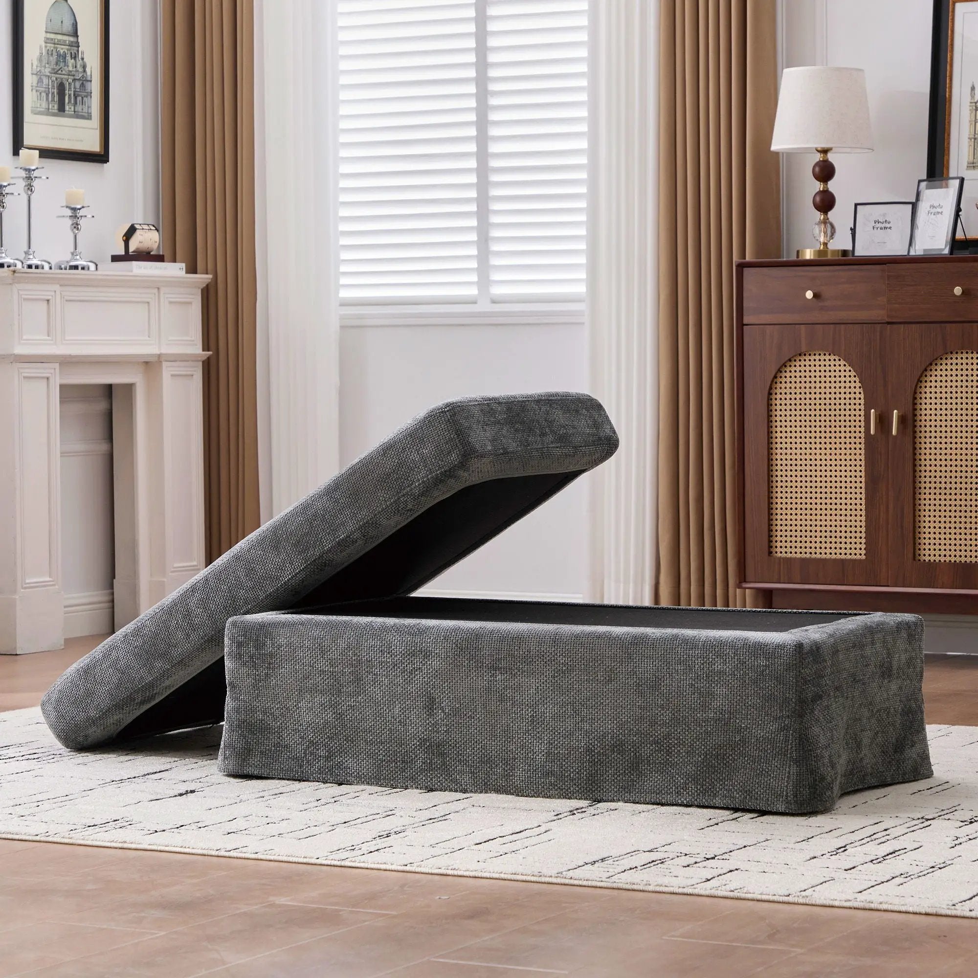 Ottoman Foot Stool With Metal Legs by Unique Piece Furniture