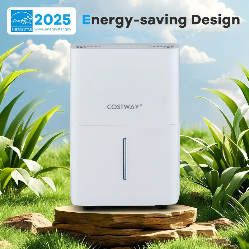 65 Pints Dehumidifier with 24H Timer and LED Display-White by DirectDeals